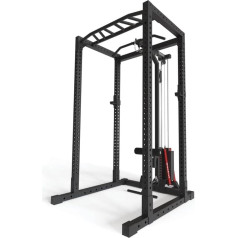 Atletica R7-Base Stack Power Rack, Power Rack ar 90 kg vai 120 kg pievienojamo svaru, Lat Pull stacija ar kāju bloķētāju, airēšanas stacija