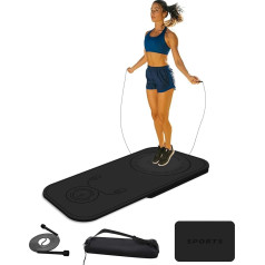 LaiEr Jumping Rope Mats komplekts, divu gabalu ceļgalu aizsargi Shock Absorption Fitness Training Mat neslīdošs mājas sporta zālei (140cm x 62cm x 8mm + 61cm x 41cm x 8mm)