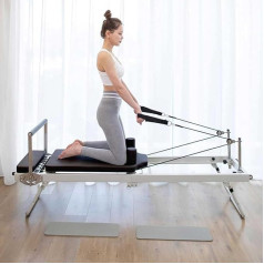 UYSELA Pilates Reformer mašīna, jogas aprīkojums, Pilates aprīkojums, daudzfunkcionāla saliekamā jogas gulta, fitnesa aprīkojums, regulējams intensitāte, bēšs