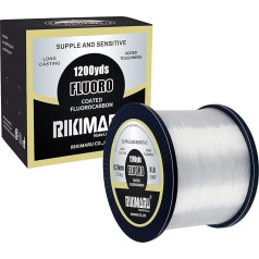 RIKIMARU Fluoro makšķerēšanas aukla ar 100% fluoroglekļa pārklājumu (caurspīdīga, 10lb/0.28mm/1100Yds)