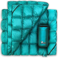 PUFFER WOLF | Extra Large Double Insulated Outdoor Camping Blanket | 2 x pūkaina, silta, iepakojama, izturīga un viegla | Top sega pārgājieniem, stadiona pasākumiem, piknikiem