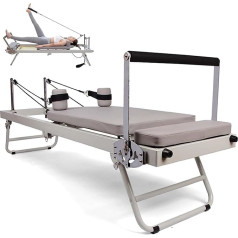 Pilates Reformer Machine Foldable - mājas vingrošanas jogas aprīkojums, regulējama intensitātes pilates gulta, daudzfunkcionāla saliekamā jogas gulta