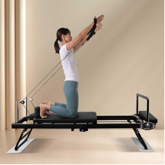 UYSELA Pilates Reformer mašīna, salokāms Pilates mašīnu aprīkojums mājās, daudzfunkcionāls Pilates Reformer, fitnesa aprīkojums, melns