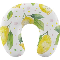 U formas ceļojumu spilvens Memory Cotton U formas kakla spilvens Simple Lemon Pattern Printed Lightweight Portable Ideal for Airplane Chair, Car, Home, Office