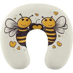 LHJKB U formas ceļojumu spilvens Memory Cotton U formas kakla spilvens Bee Love Honey Printed Lightweight Portable Ideāli piemērots lidmašīnas krēslam, automašīnai, mājai, birojam