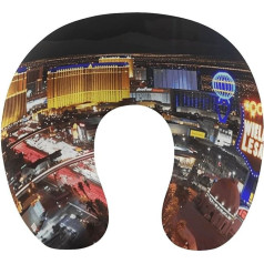 LHJKB U formas ceļojumu spilvens Memory Cotton U formas kakla spilvens Las Vegas Night City Printed Lightweight Portable Headrest Ideāli piemērots lidmašīnas krēslam, automašīnai, mājai, birojam