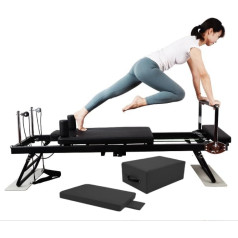 Foldable Reformer Pilates Machine Home with 5 Adjustable Latex Elastic Ropes, Foldable Pilates Reformer, Maximum Load Capacity up to 120 kg