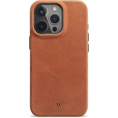 Wiiuka korpuss iPhone 16 Pro, āda no Vācijas, īpaši plāns ādas korpuss, augstas kvalitātes mobilā tālruņa korpuss, Qi, Vintage Cognac Brown