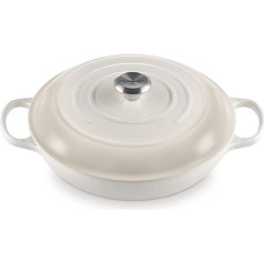 Le Creuset Signature Cast Iron Round Gourmet Professional Casserole, Diameter 30 cm, 3.5 l, For All Hob Types, Including Suitable for Induction, 5.555 kg, Meringue, 21180307164430