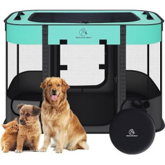 ROMANTIC BEAR Puppy Run Dog Box Foldable Waterproof Pet Playpen Removable Transport Box Outdoor Enclosure for Cat Rabbit Pet with Portable Handbag, Dog Playpen for Camping Travel L