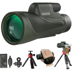Adasion monokulārais teleskops 12 x 56 HD monokulārais teleskops pieaugušajiem ar viedtālruņa turētāju un modernizētu statīvu, BAK4 prizmas ūdensizturīgs mobilā tālruņa monokulārs pārgājieniem, putnu vērošanai, medībām, kempingiem, sa