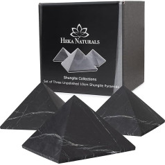 Heka Naturals Neslīpēts šungīta piramīdas kristālu komplekts | 10 cm - melni minerālkmeņi dekorēšanai un meditācijai - kristāli dzīvojamai istabai - dabīgs barjers un tīrīšanas līdzeklis - fullerēni