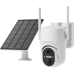 HOSAFE.COM Novērošanas kamera Āra baterija, āra kamera WLAN bezvadu, saules baterijas, 360 novērošanas kameras ar PTZ, PIR sensors, 2K HD krāsu nakts redzamība, SD/Cloud, IP66 ūdensizturība