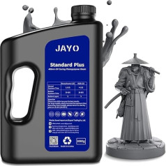 JAYO 3D printera sveķi 3 kg, Standard Plus 405 nm UV fotopolimēra sveķi 4K/8K LCD DLP SLA 3D printerim, ātri sacietējoši 3D drukāšanas sveķi augstākai precizitātei un izturībai, tumši pelēks, 3000 g