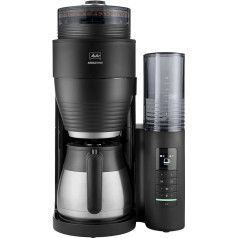 Melitta AromaFresh Therm Pro X kafijas automāts ar dzirnaviņu, filtrēšanas kafijas automāts ar termisko krūzi un noņemamu ūdens tvertni, līdz 8 kafijas tasēm, melns