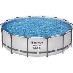 Bestway tērauda Pro MAX rāmja baseina komplekts ar filtra sūkni, diametrs 427 x 107 cm, gaiši pelēks, apaļš