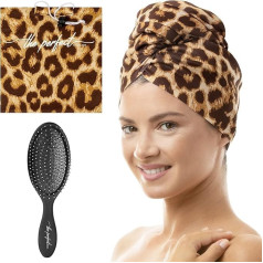 THE PERFECT HAIRCARE Ultra Fine Microfiber Towel Detangling Wet/Dry Hair Brush Anti Frizz Turban for Curly or Wavy Hair Women Quick Dry Good for Travel