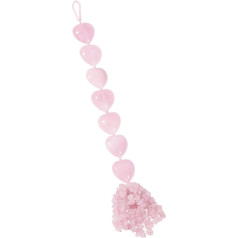 Nupuyai Rose Quartz sirds kristāla akmens karājas ornaments, garīgais dziedināšanas akmeņi Lucky Fengshui ornaments automašīnai Mājas dekors Reiki joga meditācija 30-32cm