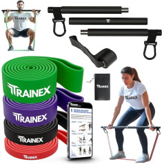 TRAINEX Elastīgās lentes muskuļiem ar stieni 100% lateksa Pull Up Bands Pilnīga mājas treniņa treniņa sistēma