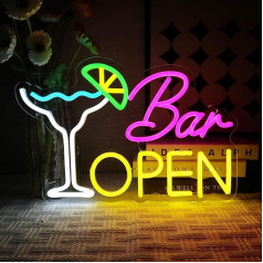 OYCGZV Bar Open Neon Sign Cocktails LED Neon Sign Wall Beer Bar Neon Sign Open LED Sign for Beer Bar Coffee Cafe Club Store Home Pub Man Cave Party Business Decorations