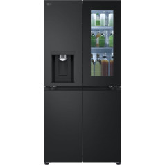 LG GMG861EPAE InstaView SLIM daudzdurvju, E klases, 508 L, ledusskapis ar saldētavu, ledus, sasmalcināta ledus ūdens dozators ar UV Nano, Total NoFrost, vieds invertora kompresors, Wi-Fi, krāsa matēti melna