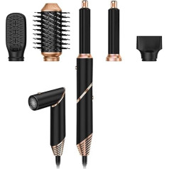 Airstyler 5-in-1 matu veidotājs Jonveida matu žāvētājs Matu fēns Matu žāvētājs Curling Iron apaļā birste Matu žāvētājs Curling Brush iztaisnošanas birste Styling Brush Ion Hair Dryer Air Styler, Black