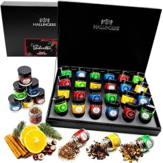 Hallingers Frohe Weihnachten - 24 Varieties Tea Gift Set for Advent, Vegan in Screw Jars (Set) - Fill Advent Calendar Novelties & Advent Calendar | Recovery Hanukkah Friendship