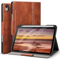 Antbox futrālis iPad Mini 7 (A17 Pro) 2024 / iPad Mini 6. paaudzes 2021 8,3 collu ar pildspalvas turētāju Pencil Holder Auto Sleep/Wake Function PU ādas futrālis Protective Smart Cover with Stand Function (Brown)