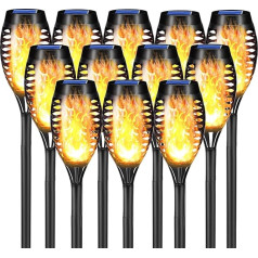 LQWELL® Solar Lights Solar Torch Light for Outdoor Garden Pack of 12 12 LED Solar Lamp with Realistic Flame Effect IP65 Waterproof Garden Torches Solar Path Backyards Lawn Lighting (Pack of 12)