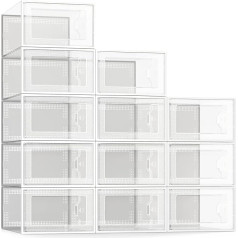 SEE SPRING Apavu uzglabāšanas kastes Skaidrs plastmasas kraušanas apavu organizators skapim Telpu taupīšana Salokāms apavu apavu apavi Sneaker Container Container Container 12 Pack