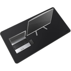 VYAAA Ādas galda paliktnis, 130 x 70 cm, liels peles paliktnis, galda aizsargs rakstāmgalda galdam, daudzfunkcionāls tastatūras peles paliktnis mājās vai birojā, melns
