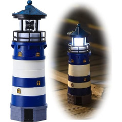 Garden Solar Lights Outdoor Garden Solar Lighthouse with Rotating LED Light Cup for Garden Patio Lawn (Blue1)