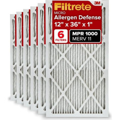 Filtrete MPR 1000 MERV 11 gaisa filtrs 12 x 36 x 1 Alergēnus atbaidošs filtrs, 6 gabali (precīzi izmēri 11,69 x 35,69 x 0,81)