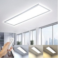 OTREN LED griestu gaismas panelis ar iespēju regulēt apgaismojumu, 100 x 25 cm LED griestu gaisma ar tālvadības pulti, 36 W, 3200 lm, taisnstūra formas griestu panelis viesistabai, birojam, darbnīcai, guļamistabai, 3000 K - 6000 K