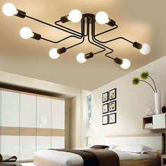 Industriāls Sputnika griestu gaisma, moderns 8-Light Semi Flush Mount Light ar matēti melnu apdari, metāla piekaramais apgaismojums ēdamistabai, gultai, virtuvei, viesistabai, dzīvojamai istabai