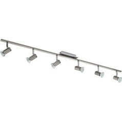 EGLO LED Deckenlampe Rottelo, 6 flammige Deckenleuchte, Deckenstrahler aus Metall, Wohnzimmerlampe in Nickel-Matt, Chrom, Spots inkl. GU10 Leuchtmittel, warmweiß, L 116 cm