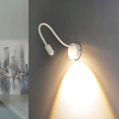 Sienas gaisma iekštelpu LED Flexible Spot Metal White 5 W, ieskaitot regulējamu lasīšanas gaismu Lasīšanas lampa Sienas lampa Spot guļamistaba