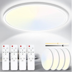 Yexati LED griestu gaisma, 24 W, 3200 lm, plakana, ar tālvadības pulti, 3000 K - 6500 K, IP54, ļoti plāna guļamistabas lampa dzīvojamai istabai, bērnu istabai, virtuvei, vannas istabai, diametrs 29,5 cm, apaļa,