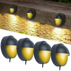 CHNXU Pack of 4 LED Recessed Spotlights Wall Light 2 W 120 LM Wall Lighting IP65 Waterproof Warm White 3000 K Semicircle Wall Lamp Fence Light Patio Lighting for Garden Stairs Driveway (bez strāvas padeves)