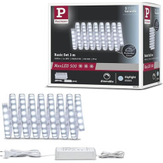 Paulmann 70665 LED Stripe MaxLED 500 Basisset 3m Tageslichtweiß 6500K beschichtet incl. 1x17 Watt dimmbar Lichtband Silber Kunststoff