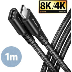 Axagon Bucm32-cf10ab gen2 usb-c - usb-c pagarināšanas kabelis, 1m, 5a, 20gbps, pd 240w, pīts