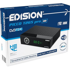 EDISION Picco T265 Pro HD эфирный и кабельный ресивер DVB-T2/C H.265 HEVC FTA Full HD, PVR, USB, HDMI, SCART, S/PDIF, ИК-глазок, поддержка USB WiFi, универсальный пульт ДУ 2-в-1, блок пи