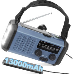 10 000 mAh avārijas radio ar saules bateriju, kloķu piedziņu, uzlādējamu akumulatoru, pārnēsājamu AM FM būvlaukuma radio, 3 režīmu kempinga gaismu un 5W 700LM 48 COB LED lasīšanas gaismu, mobilā tālruņa lādētāju Power Bank, SOS signālu