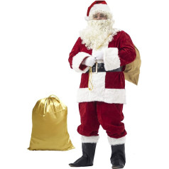 Ahititi Adults’ Deluxe Santa Claus Costume, 10-Piece Father Christmas Costume