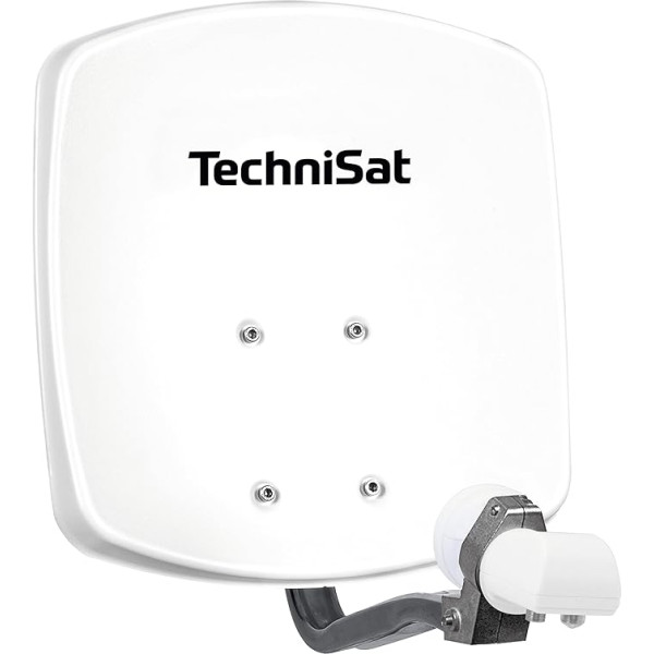 TechniSat DIGIDISH 33 - Satelliten-Schüssel für 2 Teilnehmer (33 cm kleine Sat Anlage - Komplettset mit Wandhalterung und Universal Twin-LNB) weiß