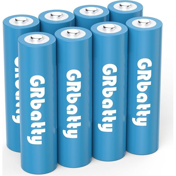 GRbatty AA uzlādējamas baterijas NI-MH, 3300 mAh, izturīgas, 1,2 V, 1200 ciklu uzlādējamas AA baterijas - 8 bateriju iepakojums mājsaimniecības un biznesa ierīcēm