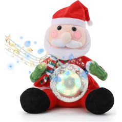 Aceshop Electric Christmas Plush Doll with Snow Globe, 11 Inch Santa Cuddly Toy, Plush Music, Singing and Dancing Stuffed Animals, Singing Xmas Santa Toy, Decoration, Children's Gift