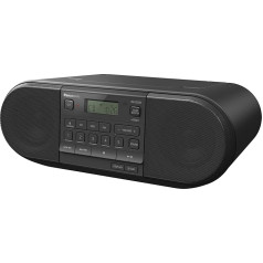 Panasonic RX-D550E-K CD Boom Box Radio FM CD atskaņotājs USB Bluetooth Strādā no elektrotīkla un akumulatora melns