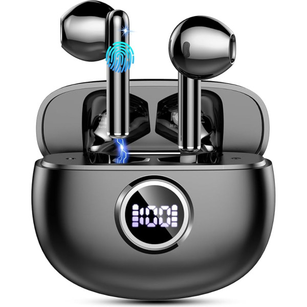 Bluetooth austiņas, bezvadu Bluetooth 5.3 In-Ear austiņas ar 4 mikrofoniem, 40H stundas, LED displejs, bezvadu austiņas, HiFi Stereo trokšņu slāpēšanas austiņas, IP7 ūdensizturīgas iOS Android ierīcēm