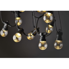 EMOS DCPW02 LED pasaku gaismas, silti baltas, iekštelpām un ārpus telpām, 5 m garas, ar 10 caurspīdīgām LED spuldzēm lodes formā, IP44, ballītēm, Ziemassvētkiem, dekorēšanai, silti baltas krāsas